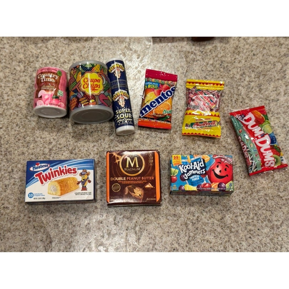 Zuru Mini Brands Lot SNACKS SWEETS 9 Pcs Toys MINIATURE FOODS Lemonade Magnum